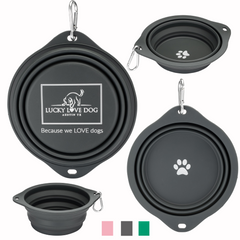 gray collapsible silicone travel bowl all views