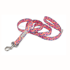Floral Lucky Love Dog leash with vibrant orange flowers