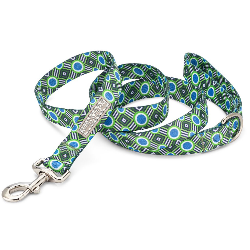 blue and green leo leash