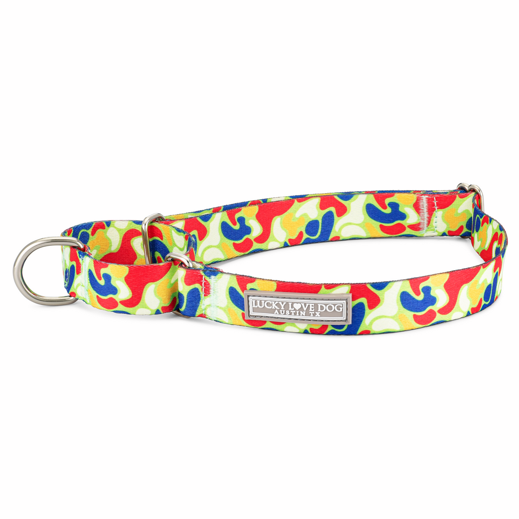 red yellow blue camo martingale