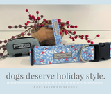 winter blue hoilday wide dog collar 