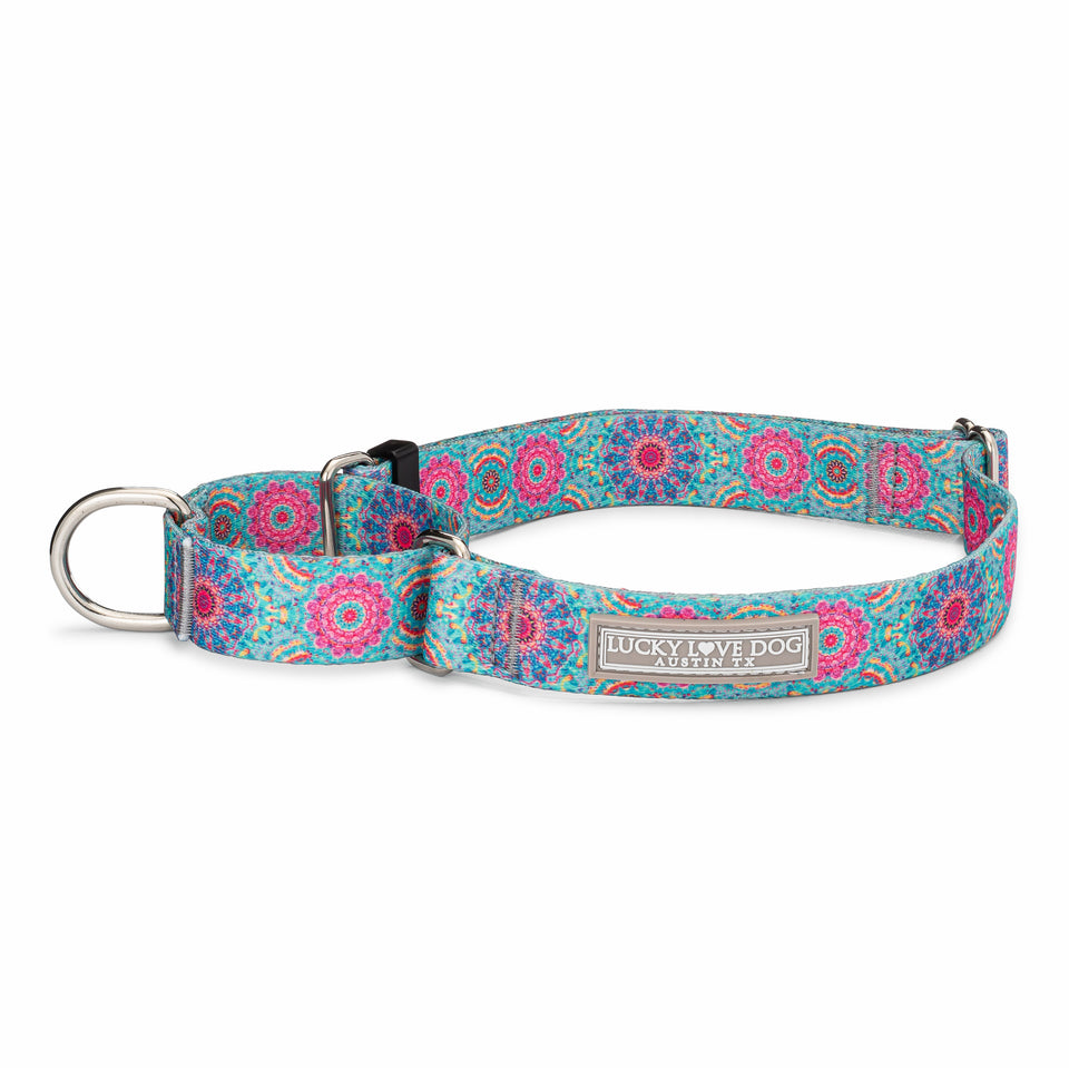 lavender and pink boho martingale dog collar