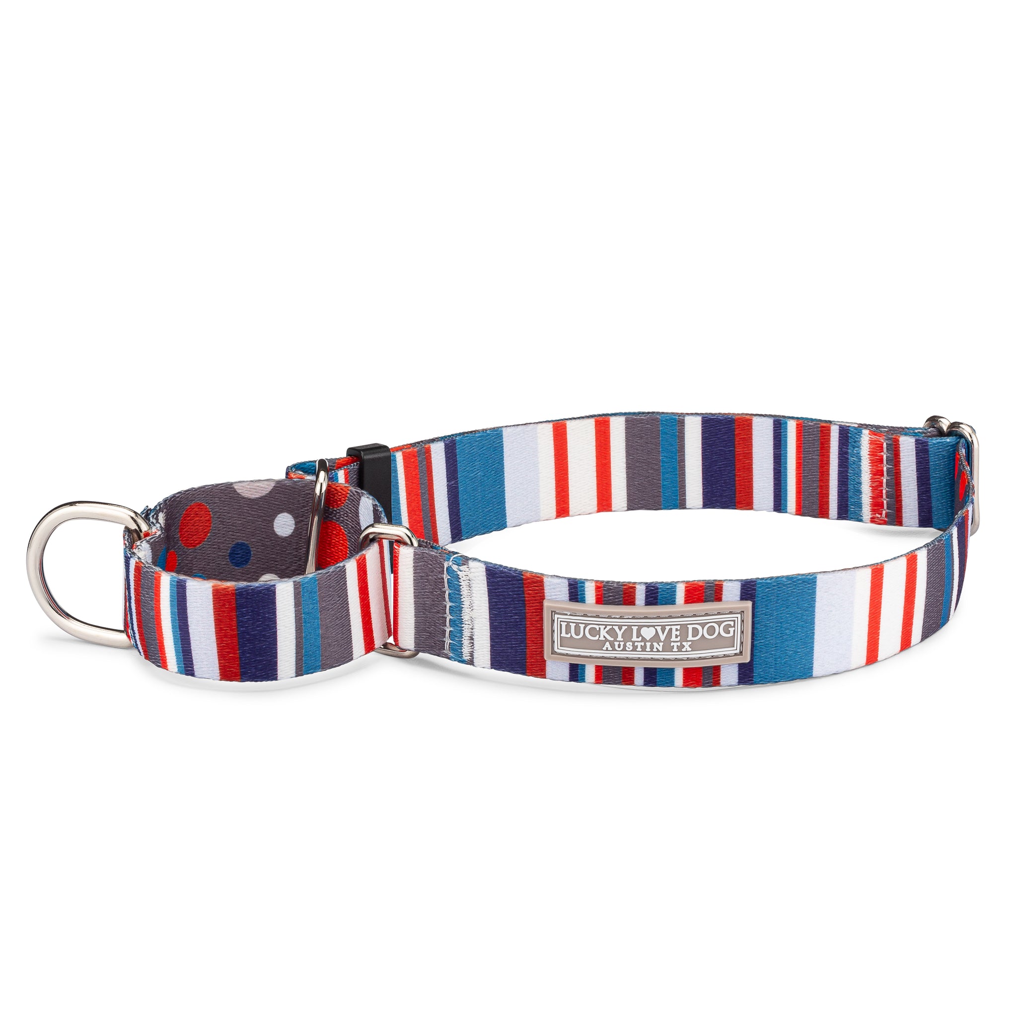 Lucky Love Dog Classic Striped Linus Martingale Dog Collar