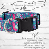 blue whimsical bird floral cute dog collar clasp 